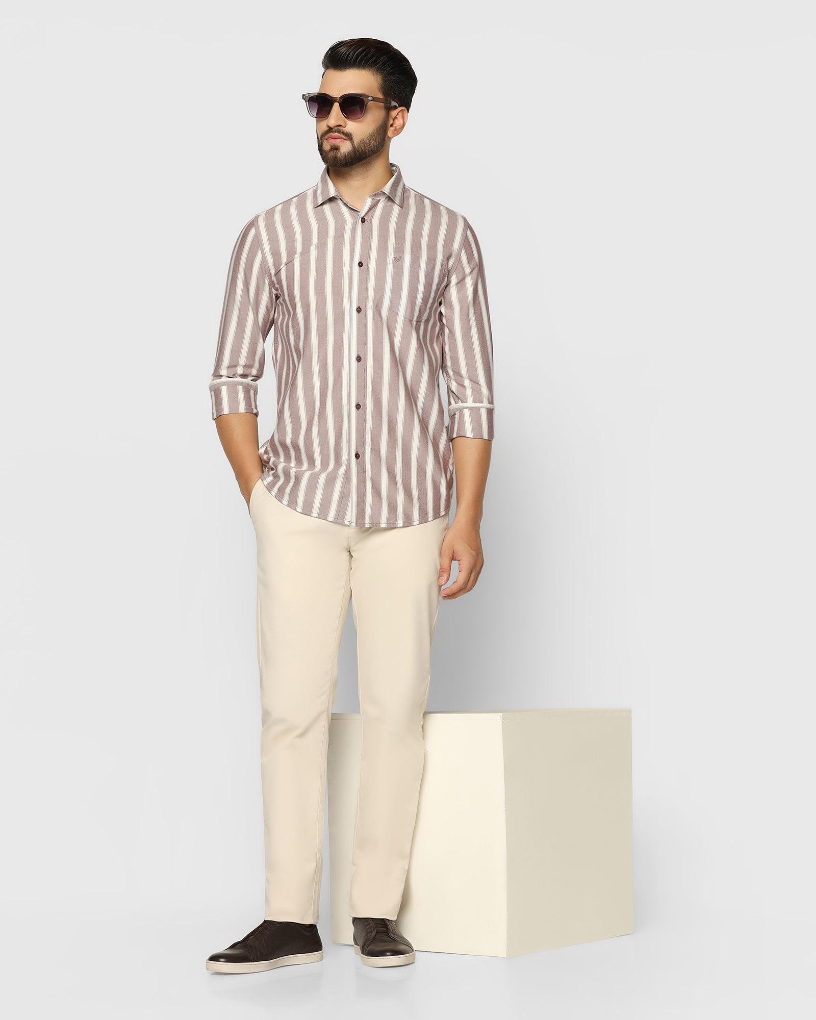 Stripe Casual Shirt In Wine (Polly) - Blackberrys