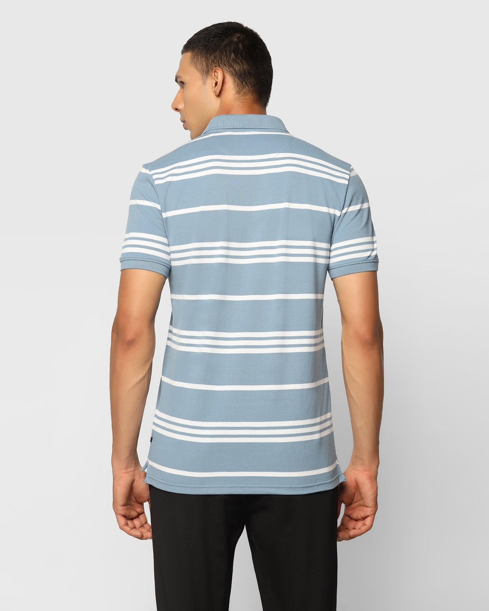 Stripe Casual T Shirt In Blue (Jackson) - Blackberrys