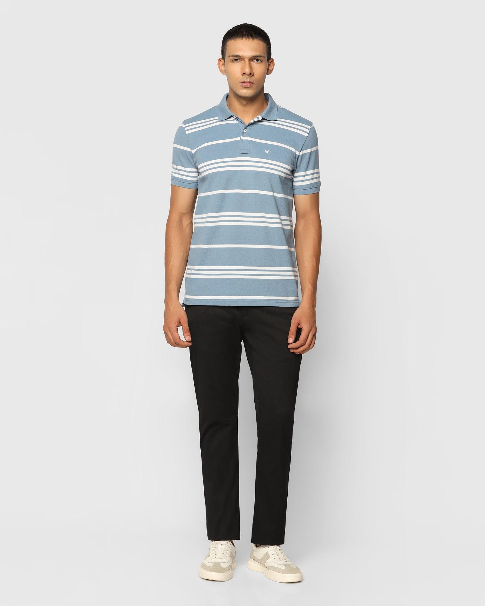 Stripe Casual T Shirt In Blue (Jackson) - Blackberrys