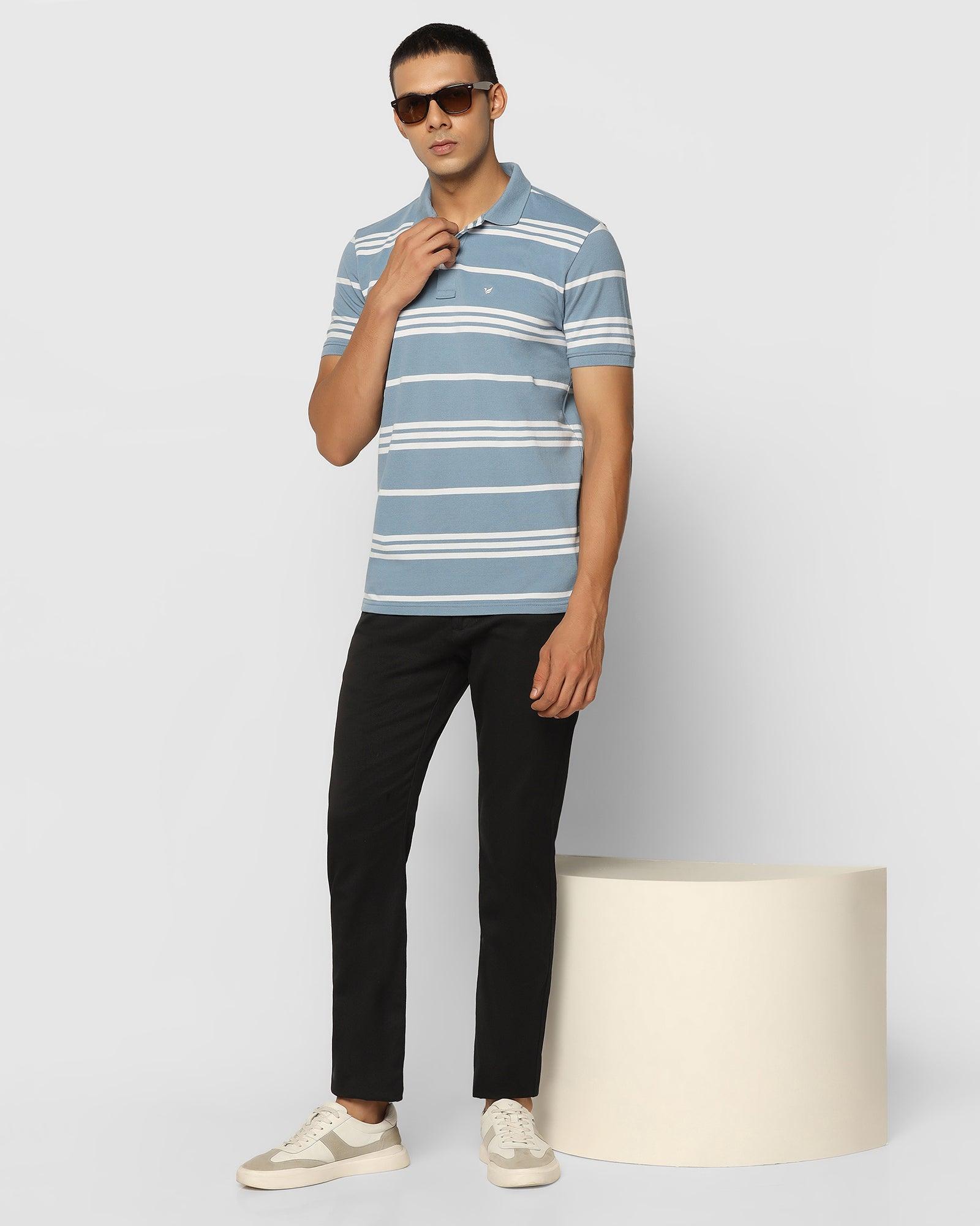 Stripe Casual T Shirt In Blue (Jackson) - Blackberrys