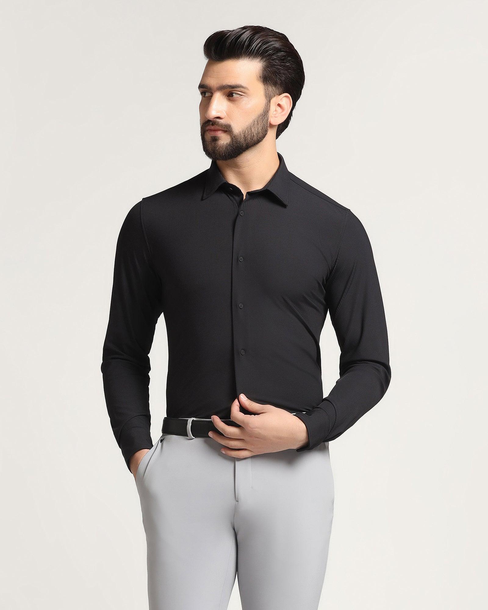 TechPro Formal Black Striped Shirt - Abil - Blackberrys