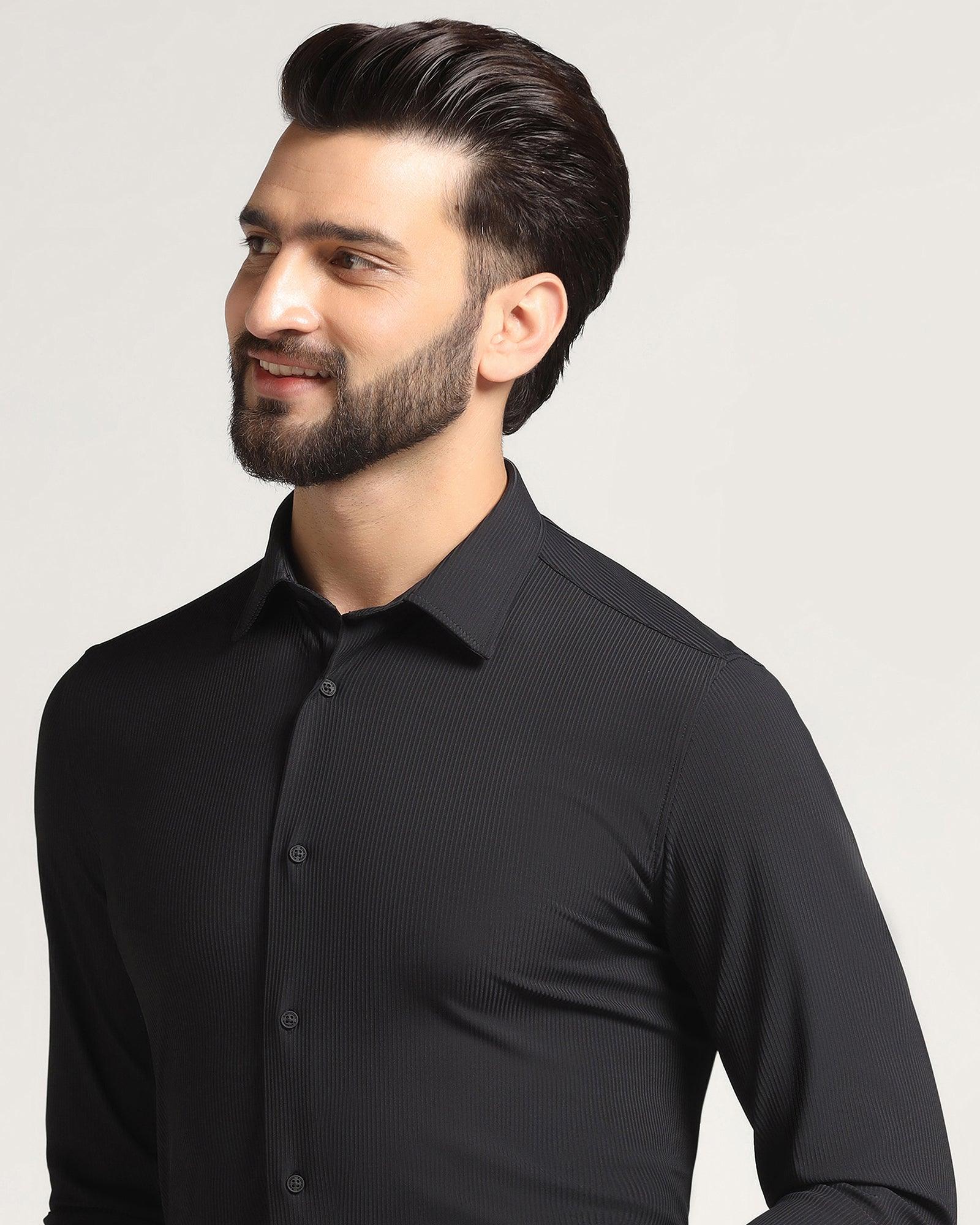 TechPro Formal Black Striped Shirt - Abil - Blackberrys