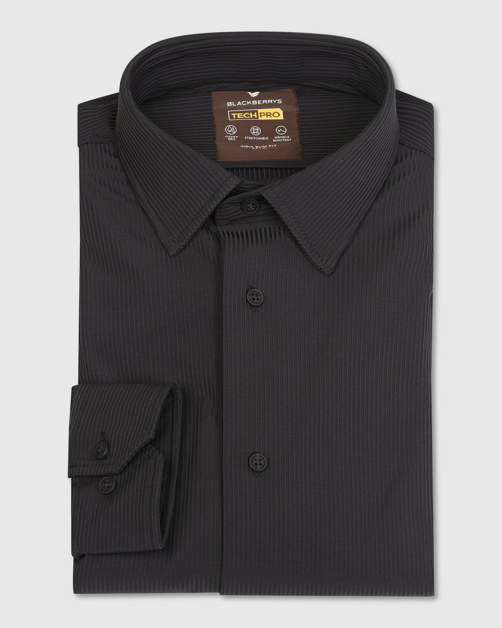 TechPro Formal Black Striped Shirt - Abil - Blackberrys