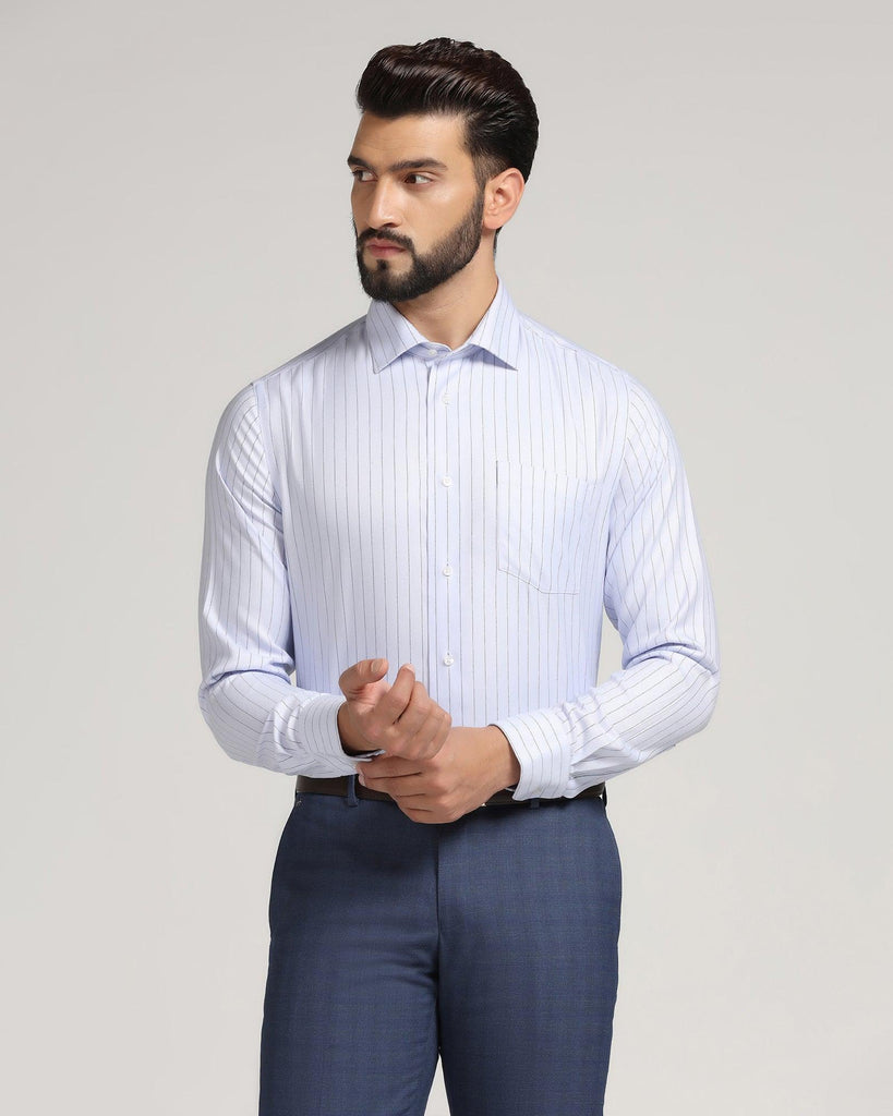 Non Iron Formal Blue Striped Shirt - Gaze