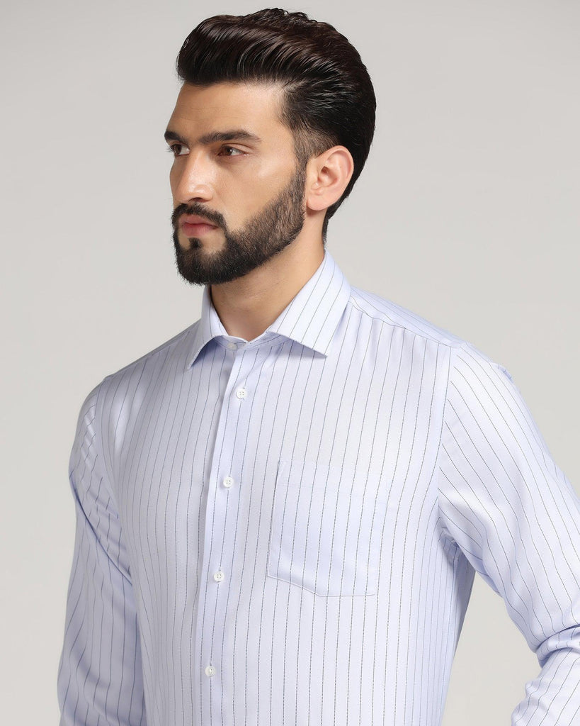 Non Iron Formal Blue Striped Shirt - Gaze