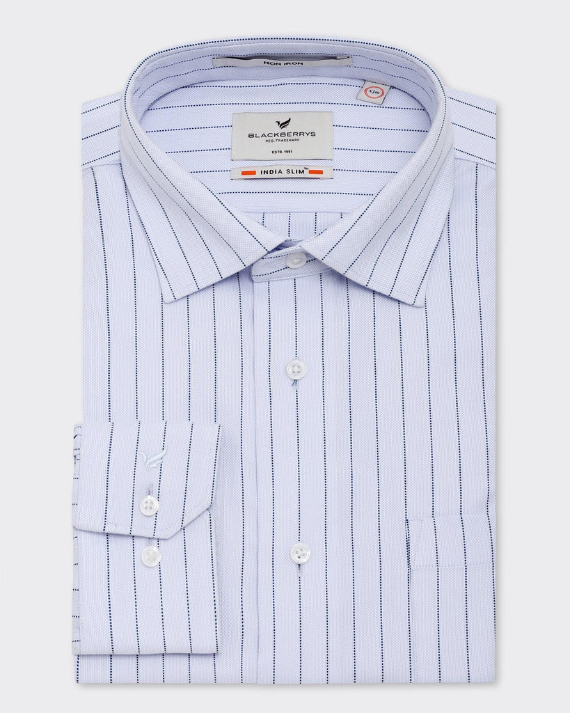 Non Iron Formal Blue Striped Shirt - Gaze