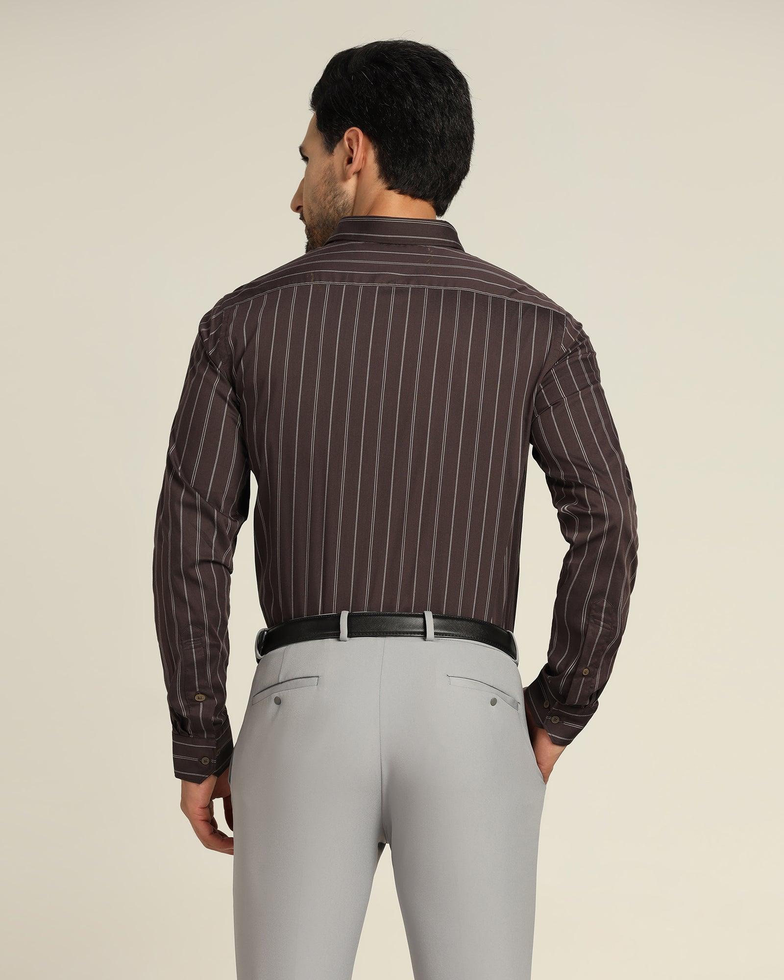 TechPro Stripe Formal Shirt In Brown (Horus) - Blackberrys