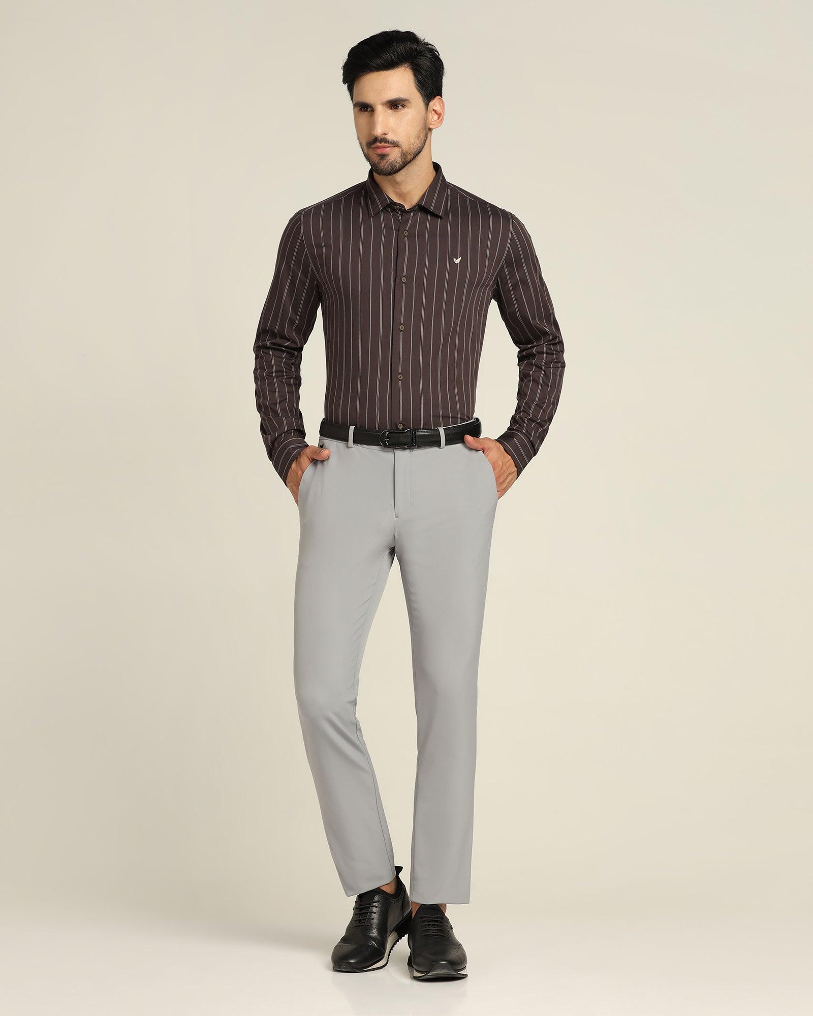 TechPro Stripe Formal Shirt In Brown (Horus) - Blackberrys