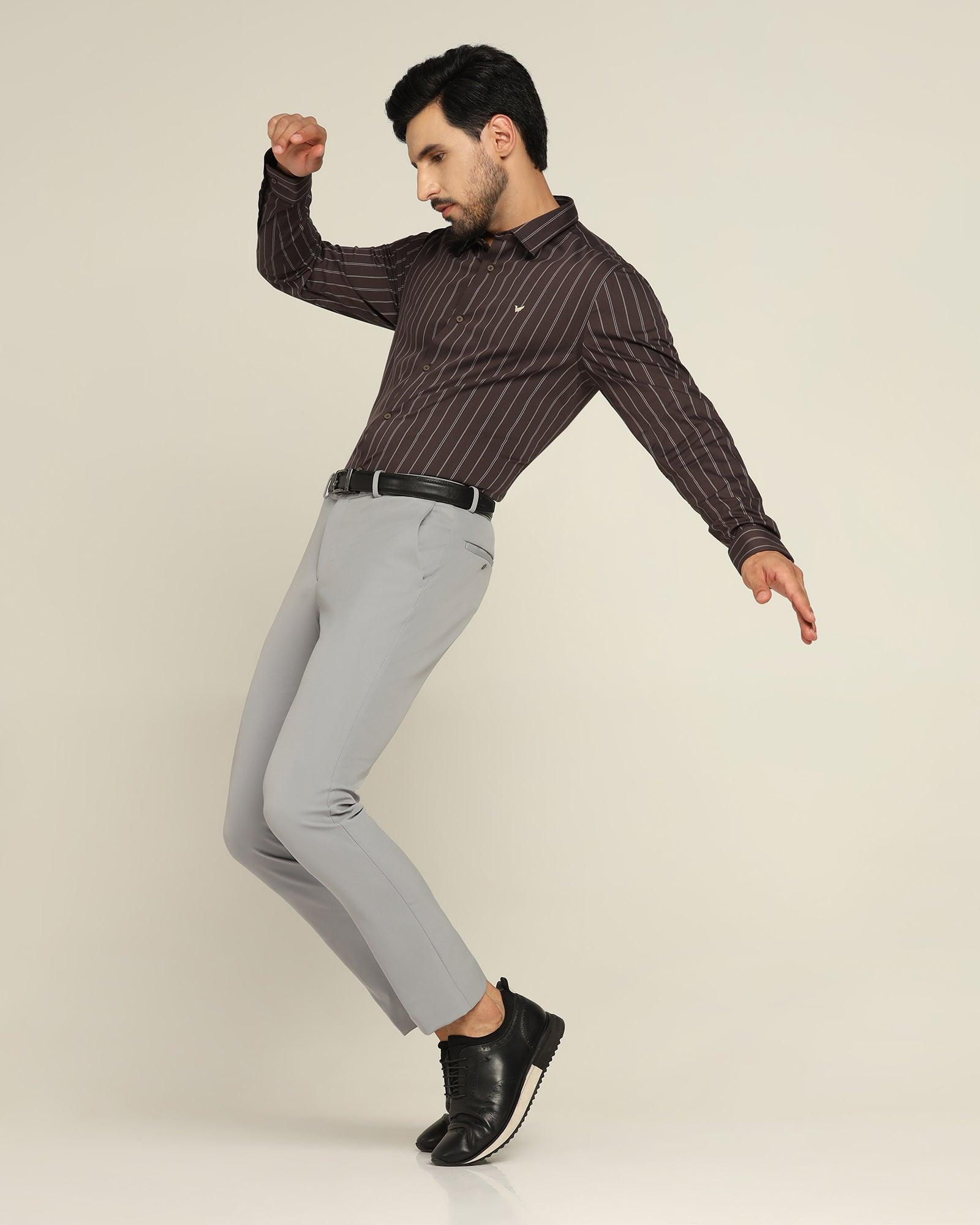 TechPro Stripe Formal Shirt In Brown (Horus) - Blackberrys