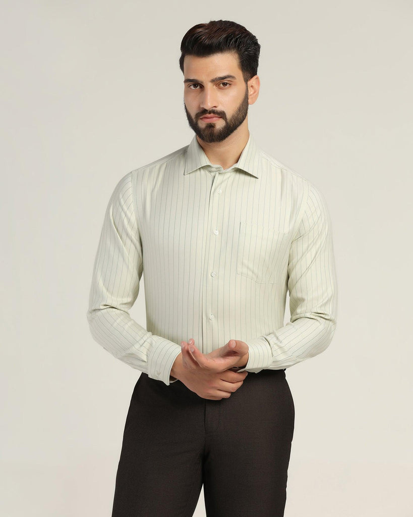 Non Iron Formal Green Striped Shirt - Gaze