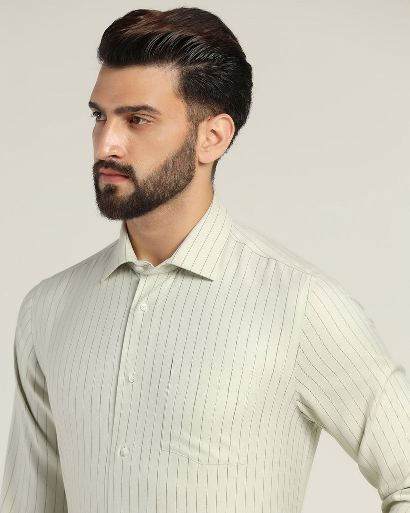 Non Iron Formal Green Striped Shirt - Gaze