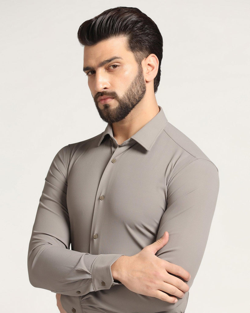 TechPro Formal Grey Striped Shirt - Abil