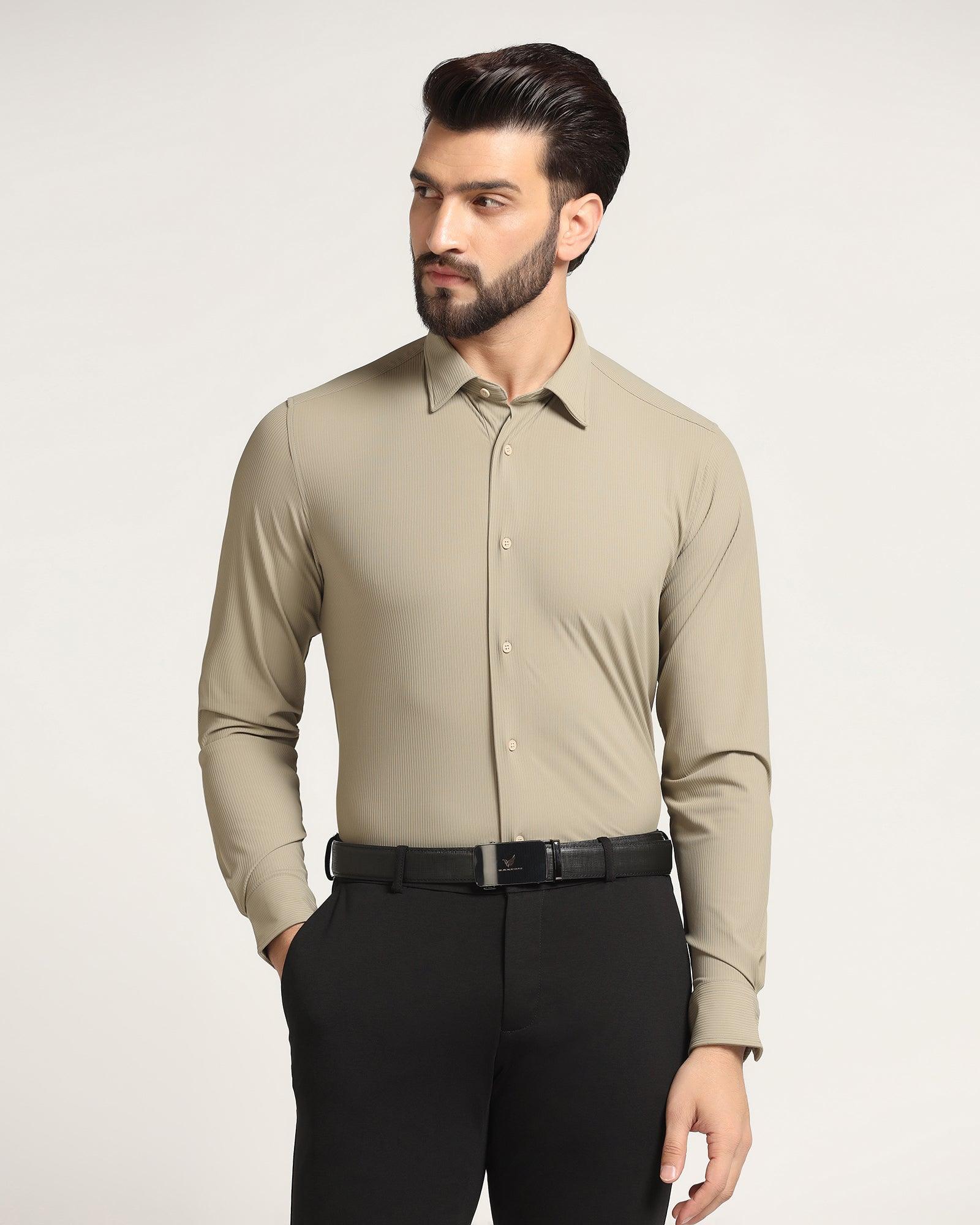 TechPro Formal Khaki Striped Shirt - Abil - Blackberrys