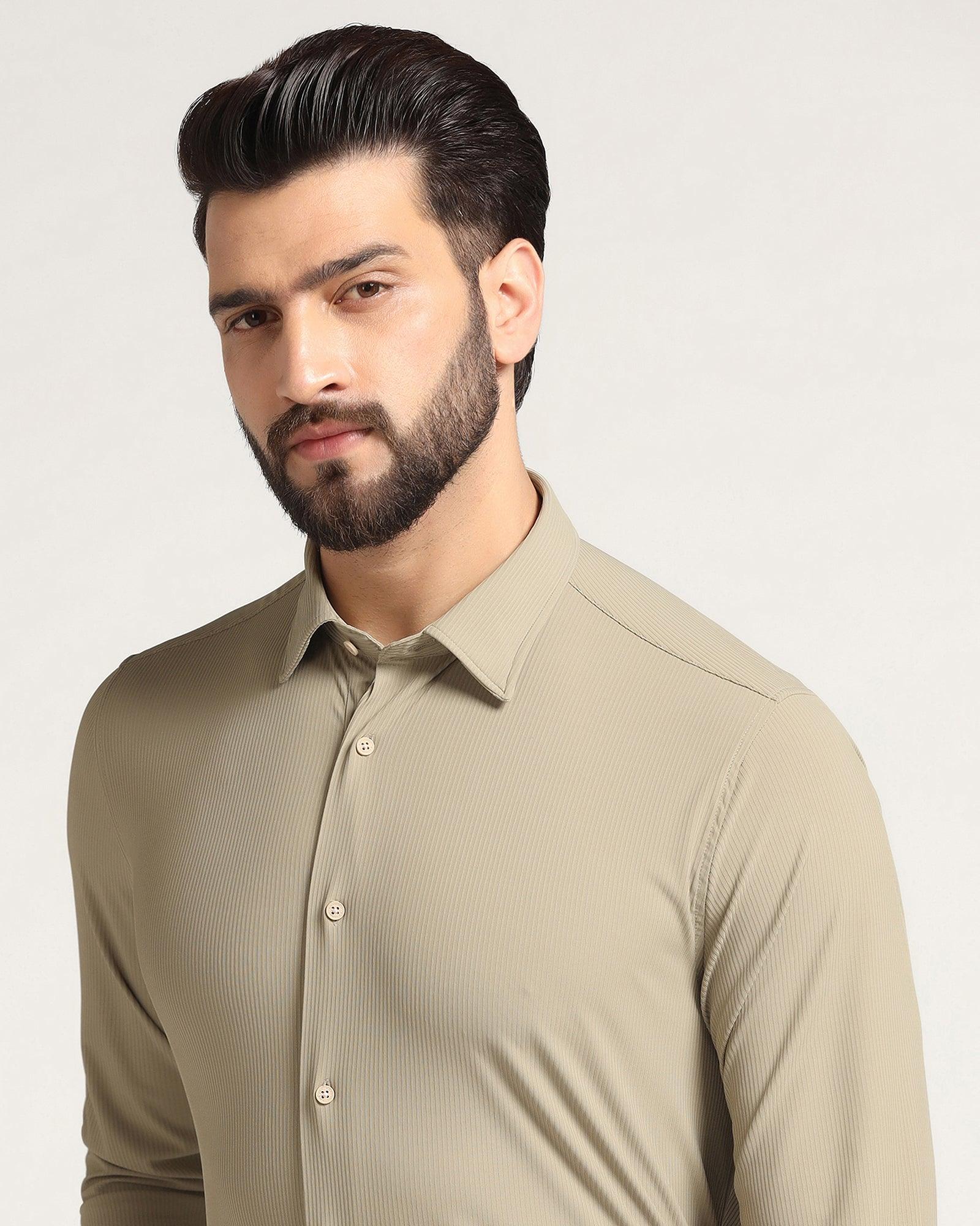 TechPro Formal Khaki Striped Shirt - Abil - Blackberrys