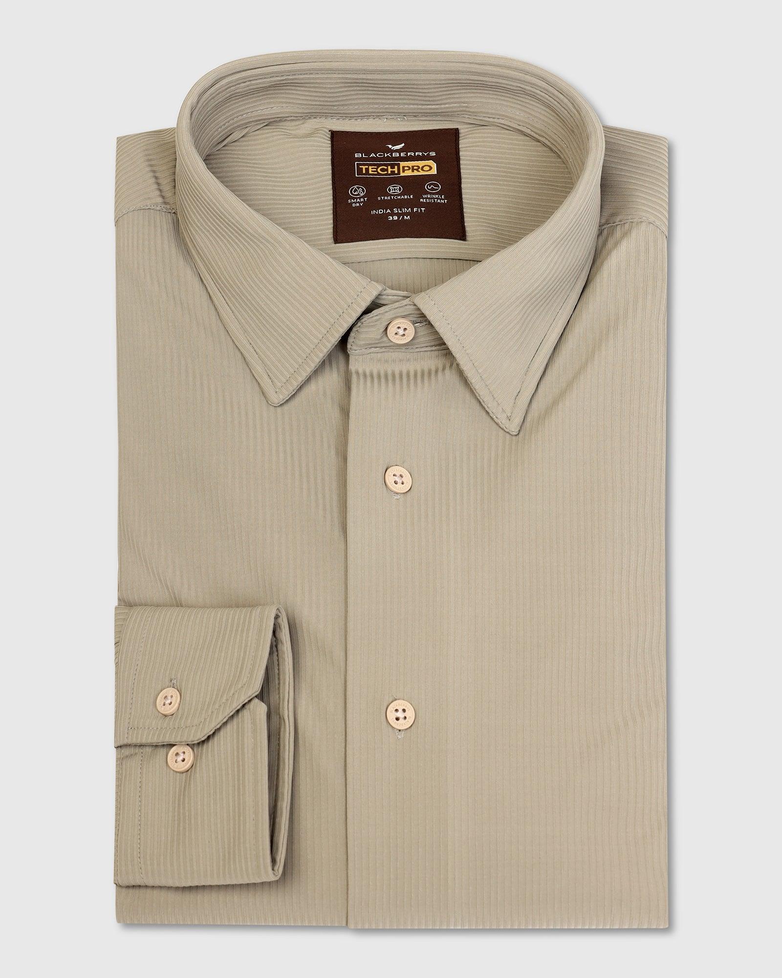 TechPro Formal Khaki Striped Shirt - Abil - Blackberrys