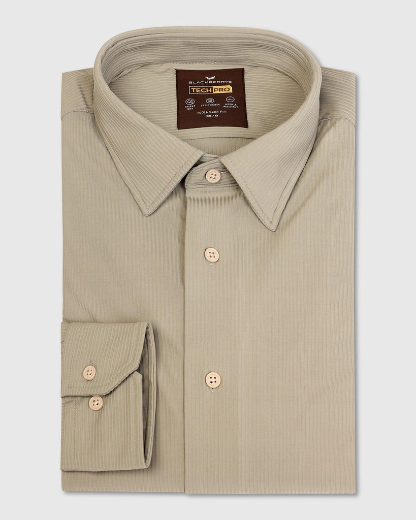 TechPro Formal Khaki Striped Shirt - Abil