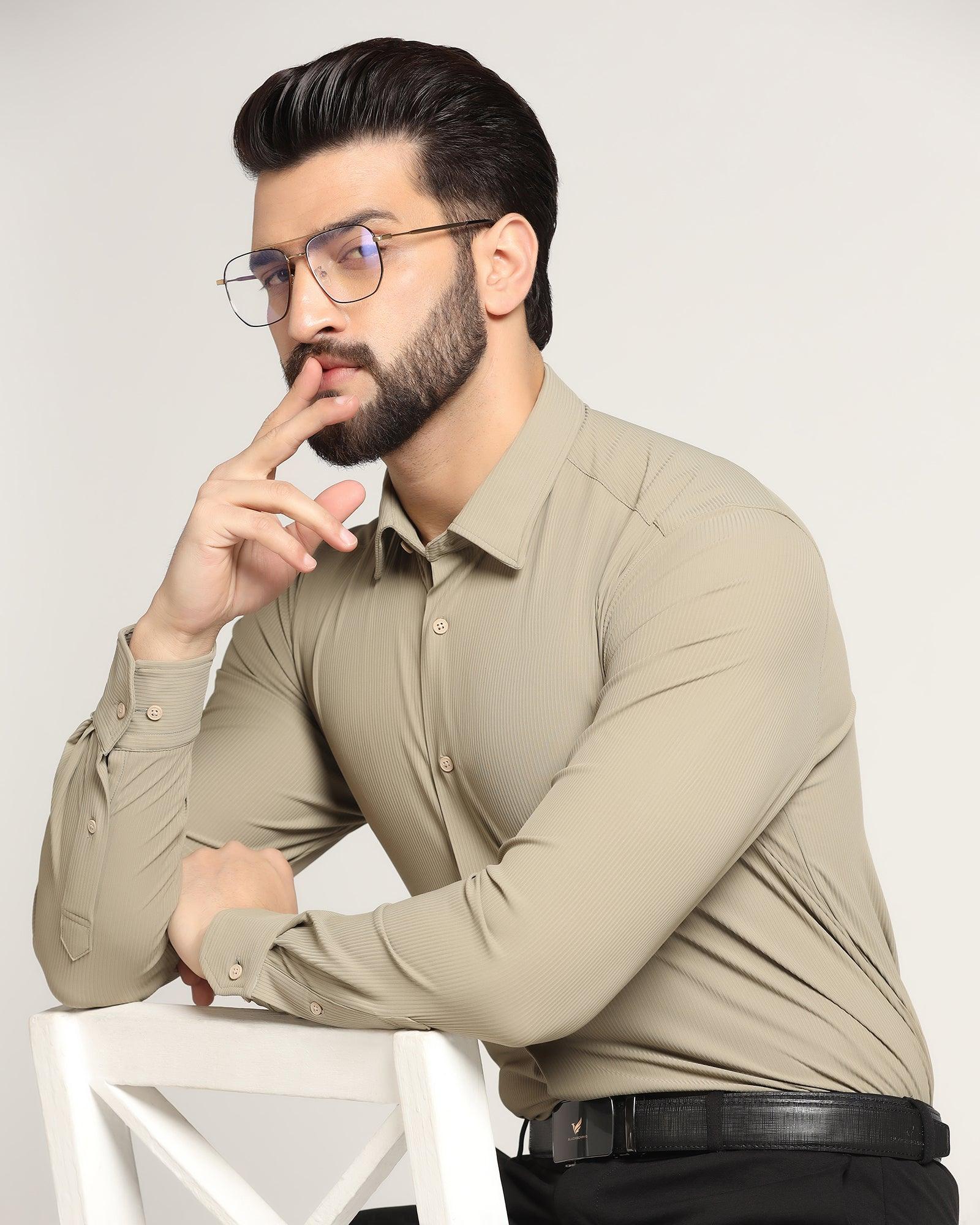 TechPro Formal Khaki Striped Shirt - Abil - Blackberrys