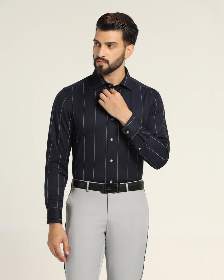 Luxe Formal Navy Striped Shirt - Oswald