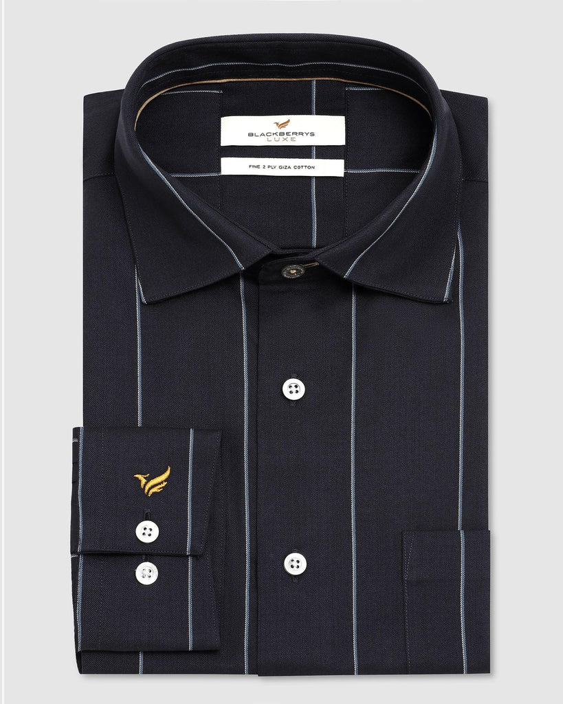 Luxe Formal Navy Striped Shirt - Oswald