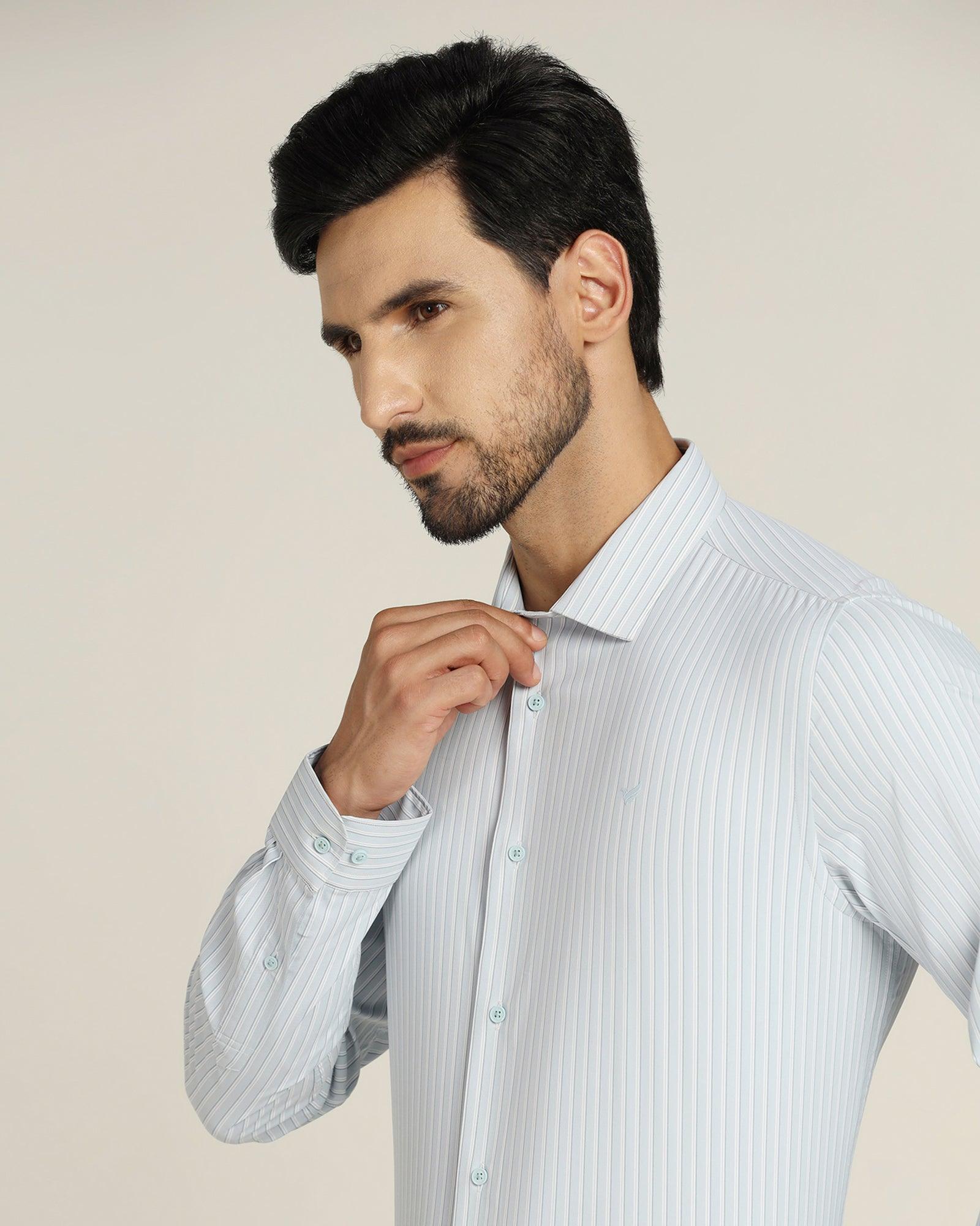 TechPro Stripe Formal Shirt In Powder Blue (Underwood) - Blackberrys