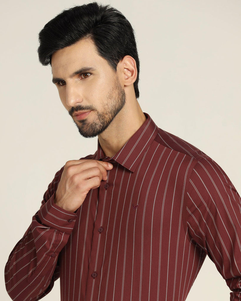 TechPro Formal Red Striped Shirt - Horus