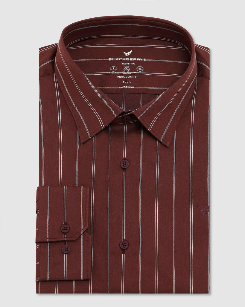 TechPro Formal Red Striped Shirt - Horus