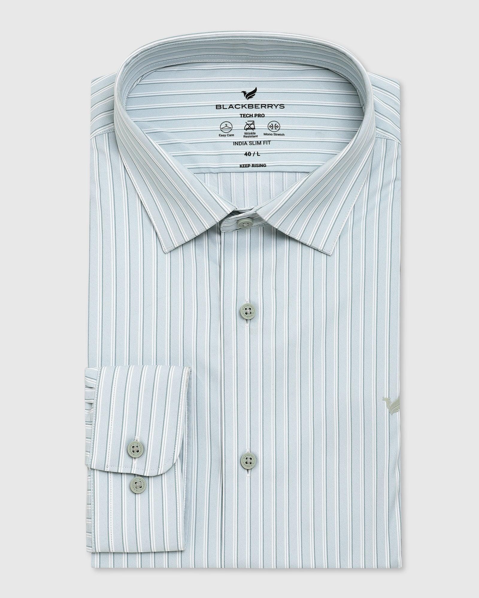 TechPro Stripe Formal Shirt In Sage Green (Underwood) - Blackberrys