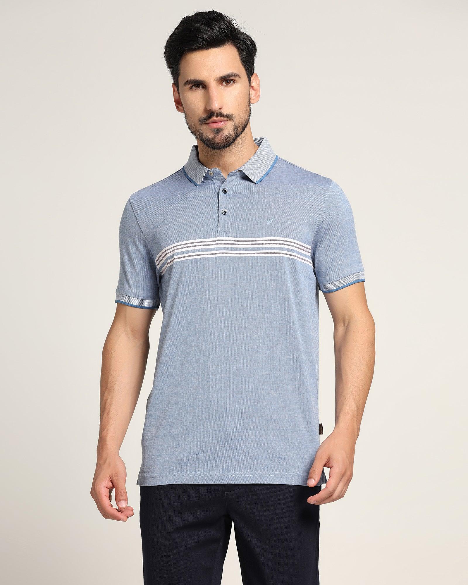 Stripe Polo T Shirt In Blue (Harry)