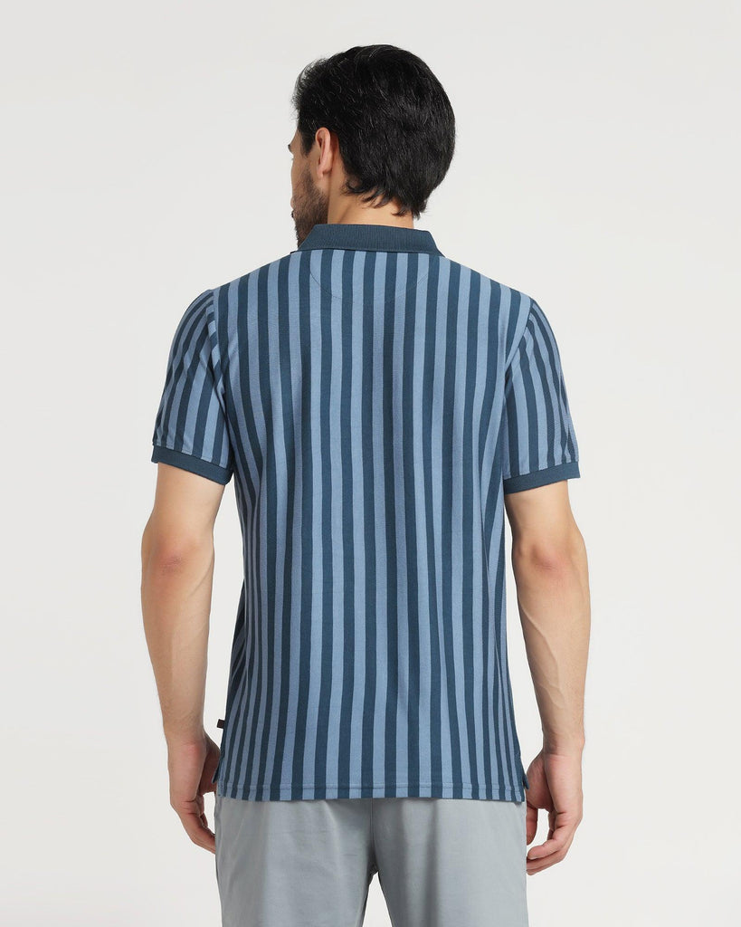 Polo Teal Blue Striped T-Shirt - Falo