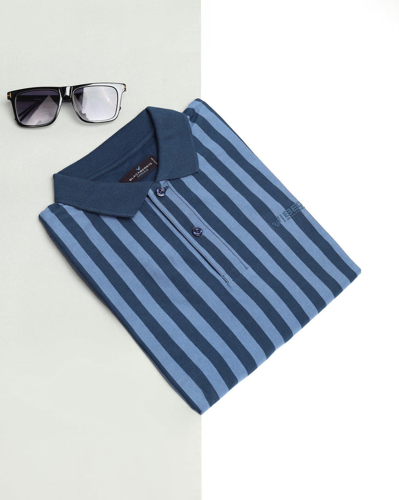 Polo Teal Blue Striped T-Shirt - Falo