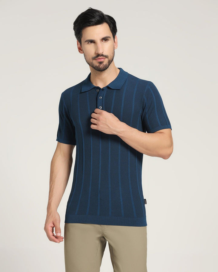 Polo Teal Blue Striped T-Shirt - Juner