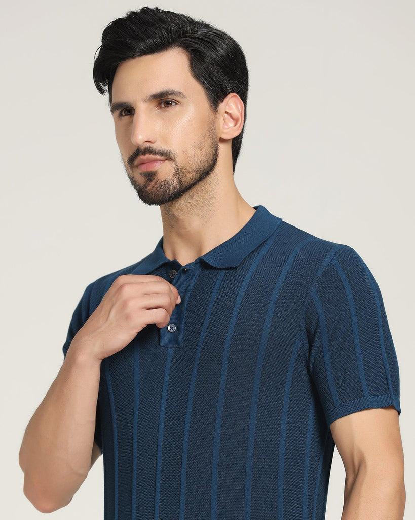 Polo Teal Blue Striped T-Shirt - Juner