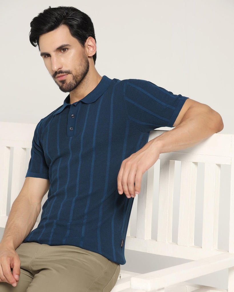 Polo Teal Blue Striped T-Shirt - Juner