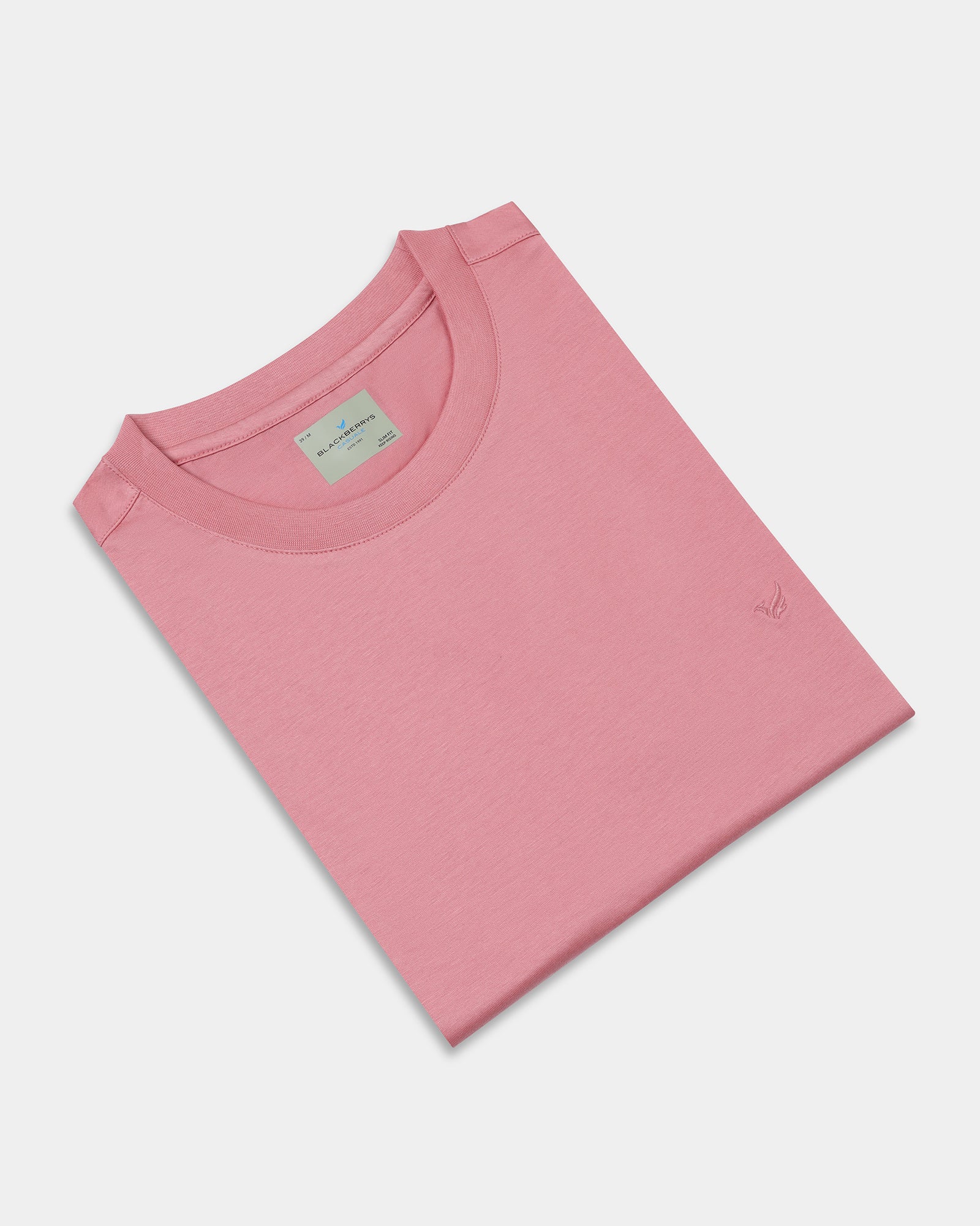 Summer Pink Crew Neck Solid T-Shirt - Peralta
