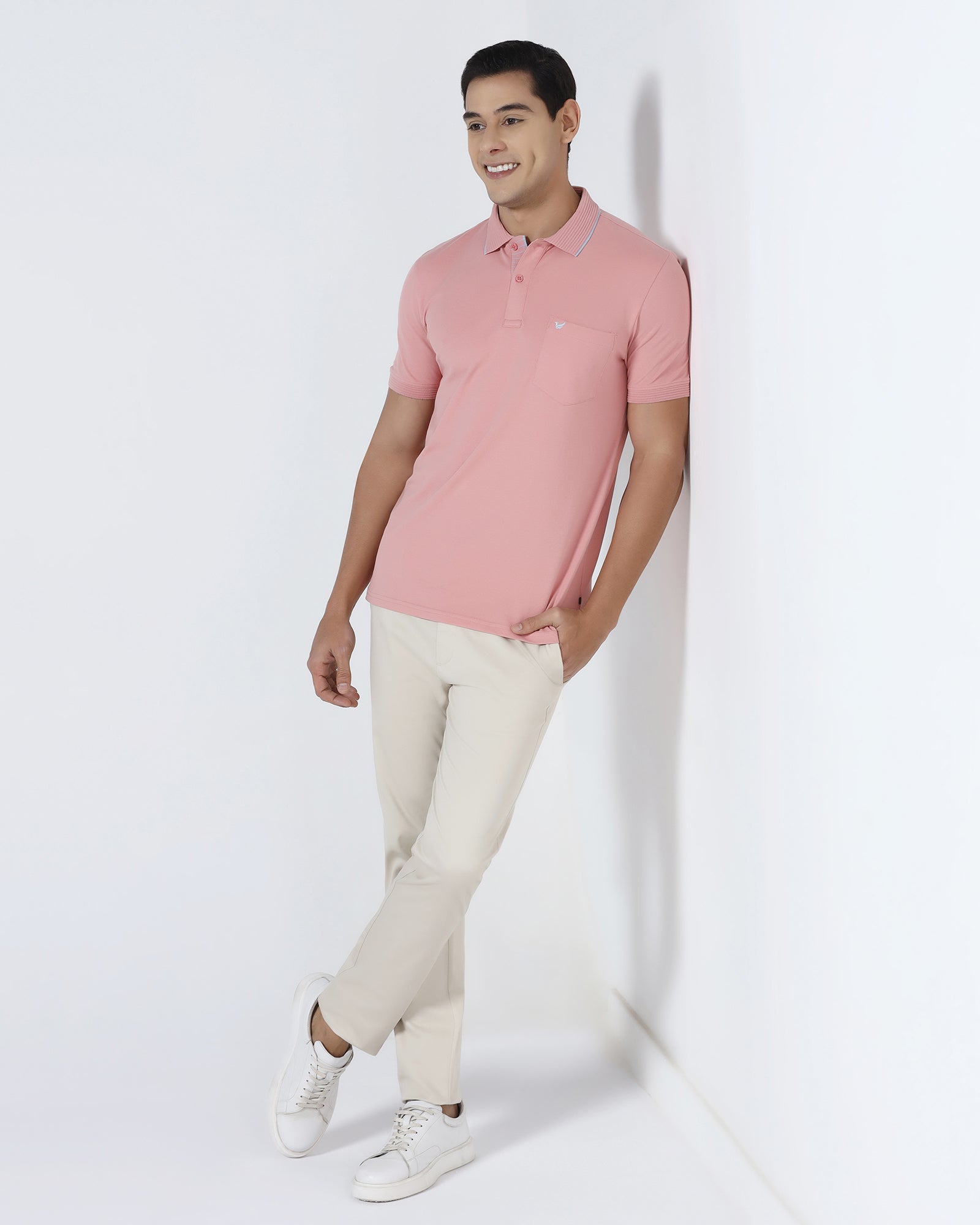 Summer Pink Solid Polo - Aesun