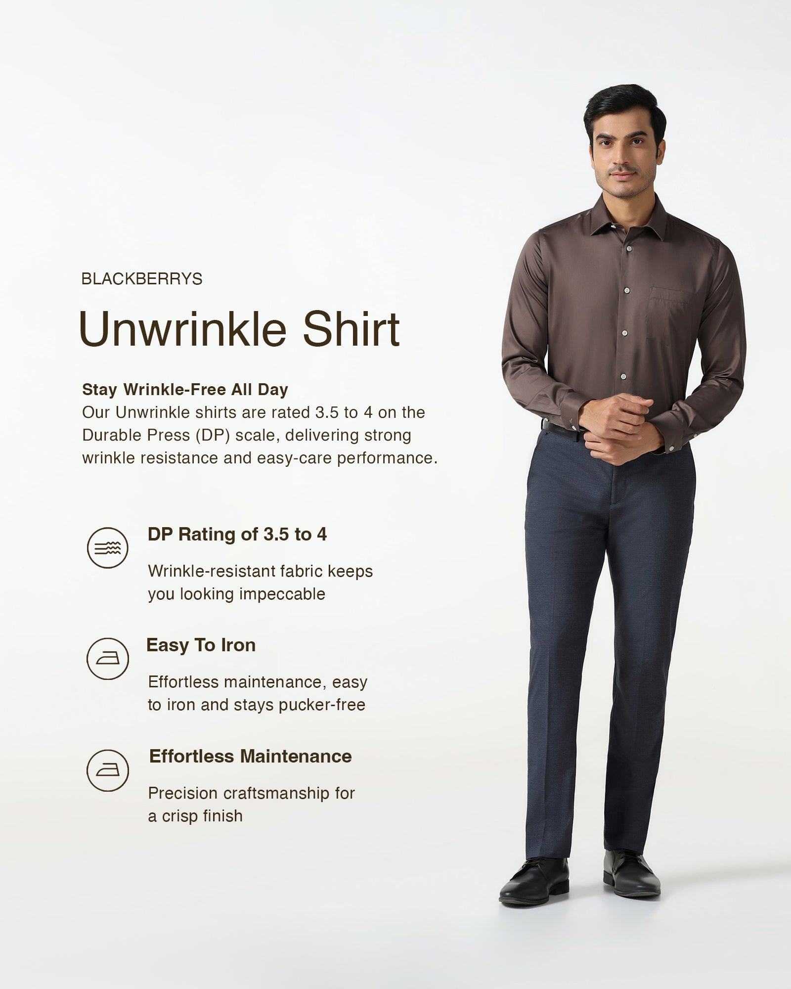 Tan Non Iron Solid Shirt - Sylvia