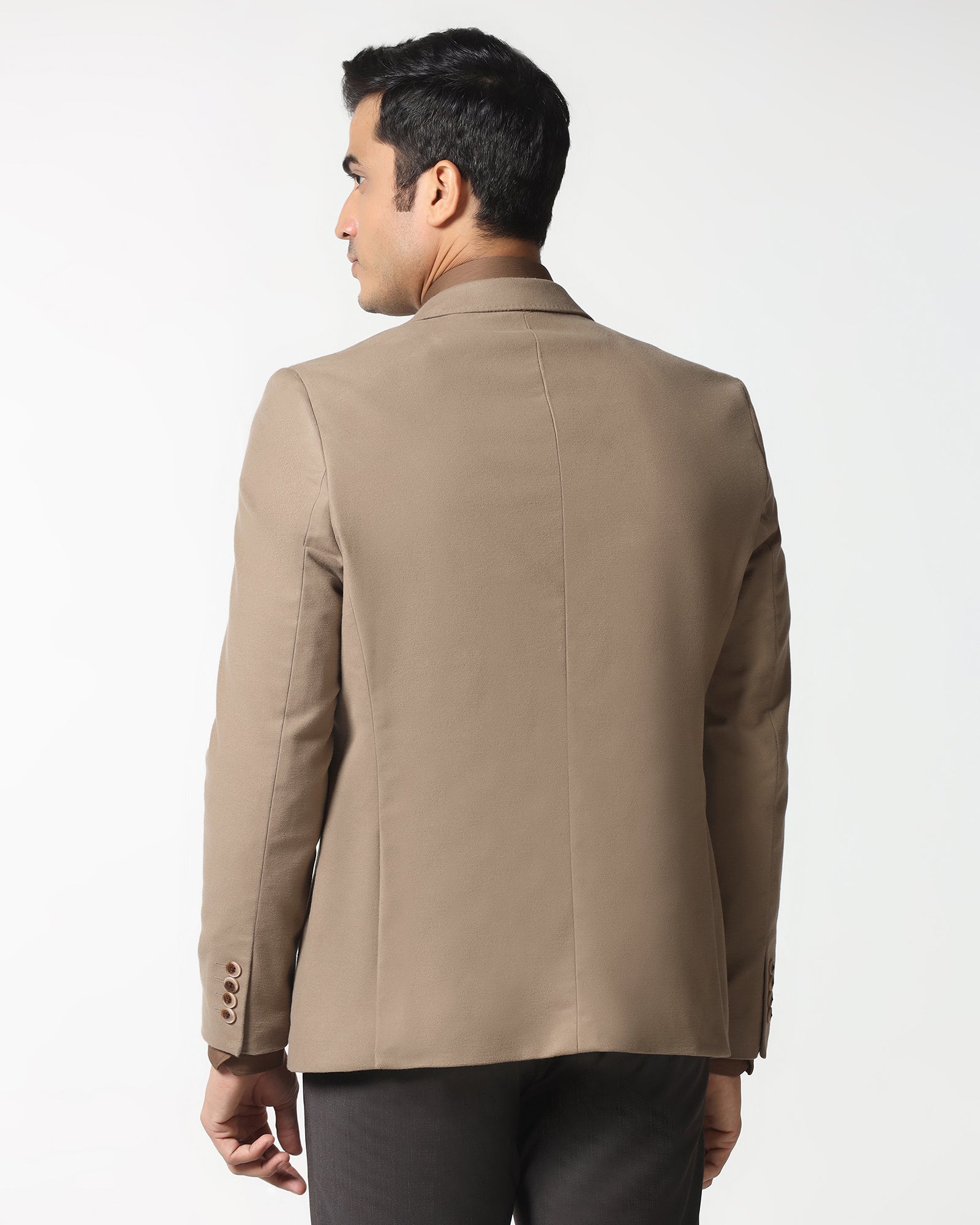 Tan Solid Blazer - Napolean