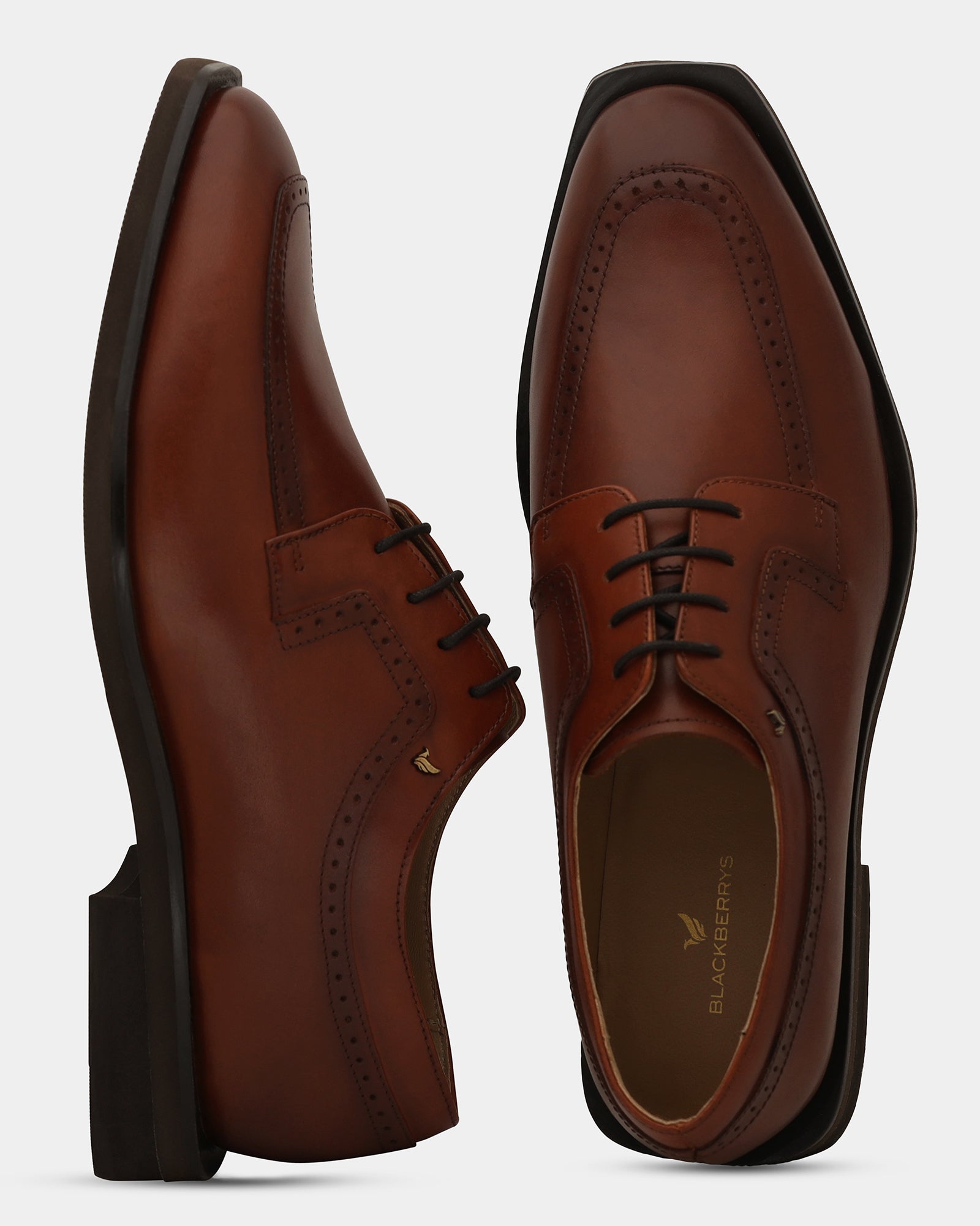Tan Solid Derby Shoes - Winfordd