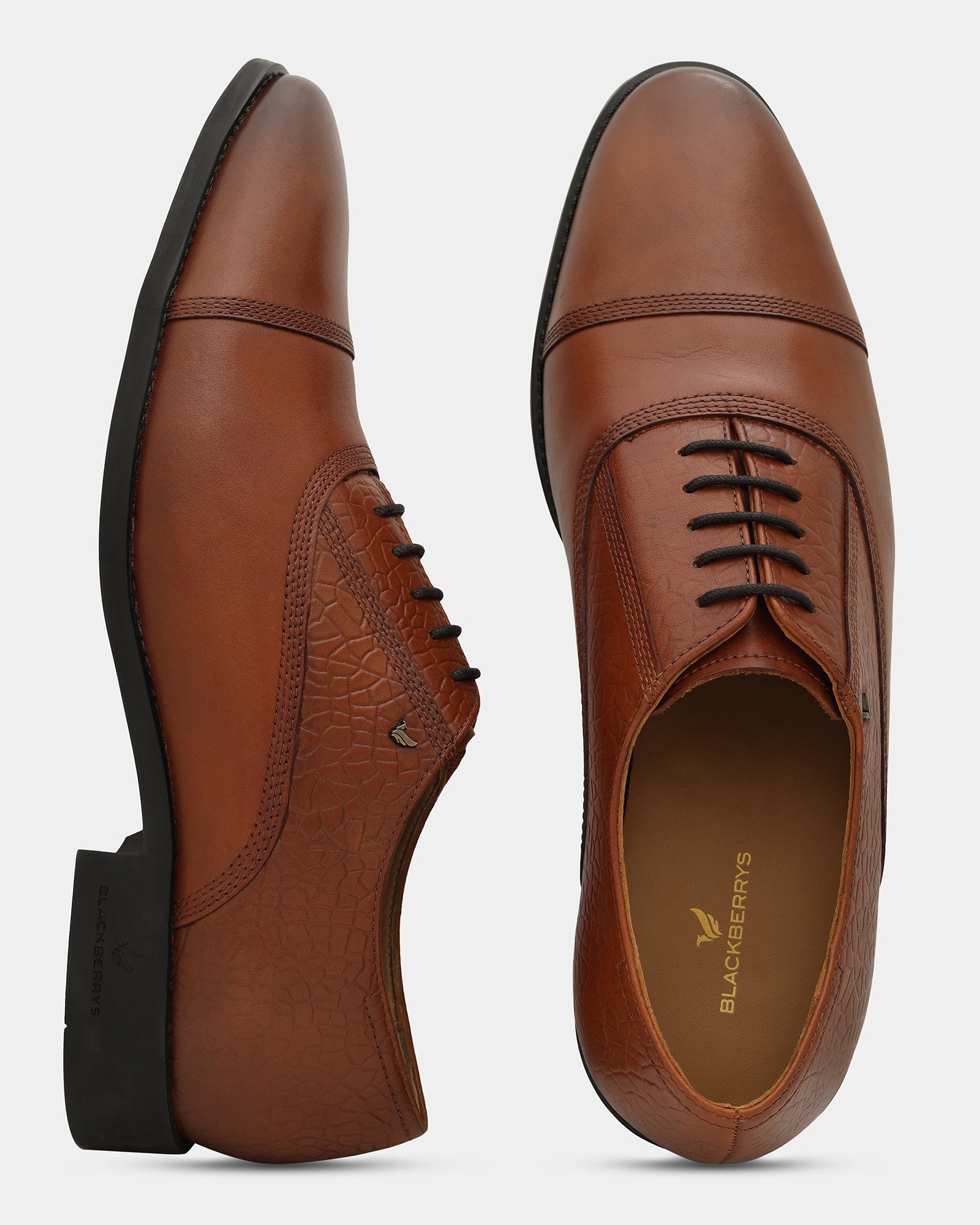 Tan Solid Oxford Shoes - Wilmoree