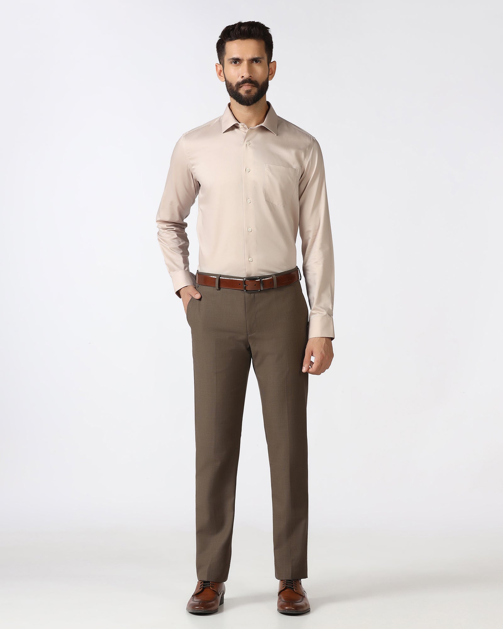 Tan Solid Shirt - Roger