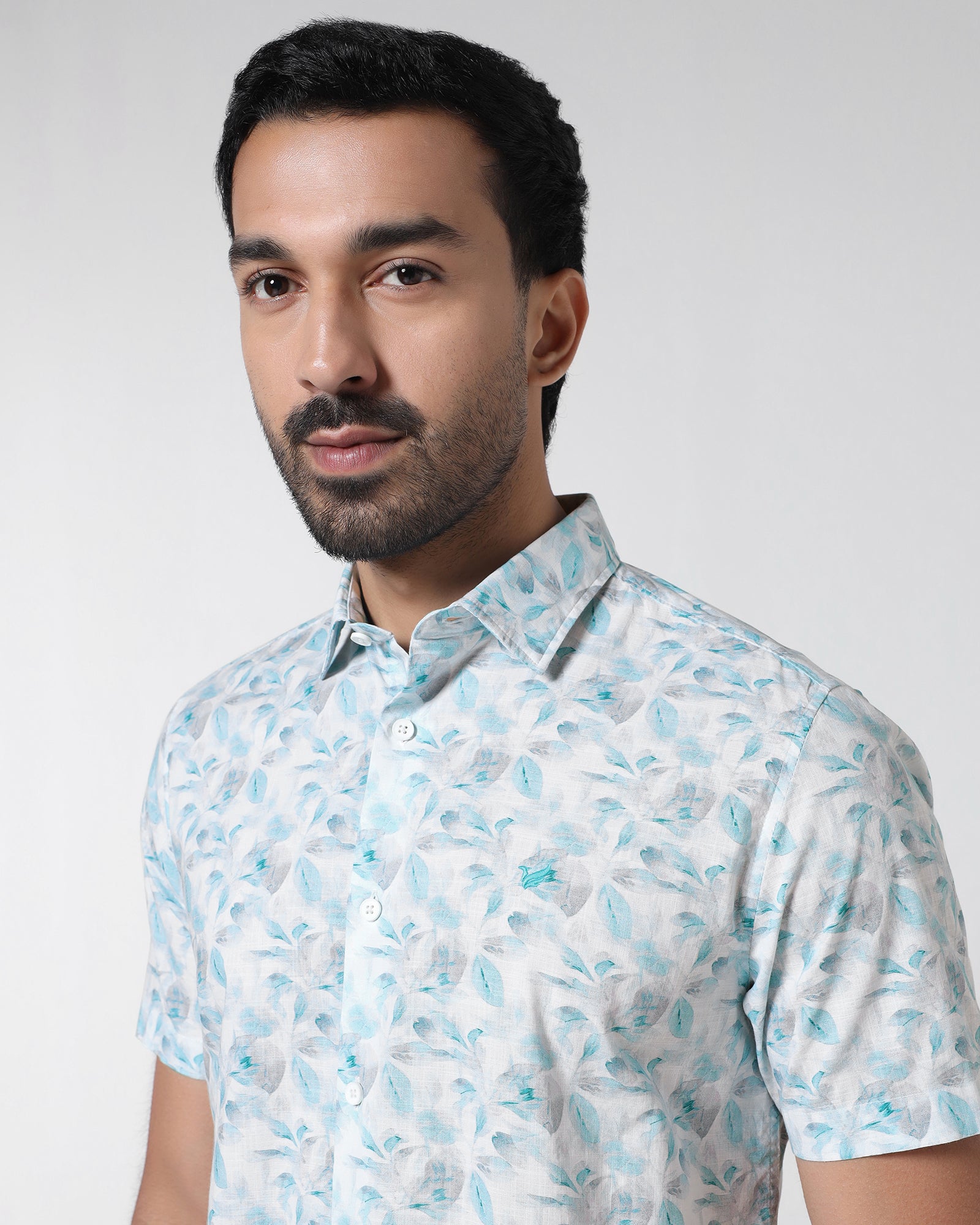 Teal Green Half Sleeve Printed Shirt - Enric