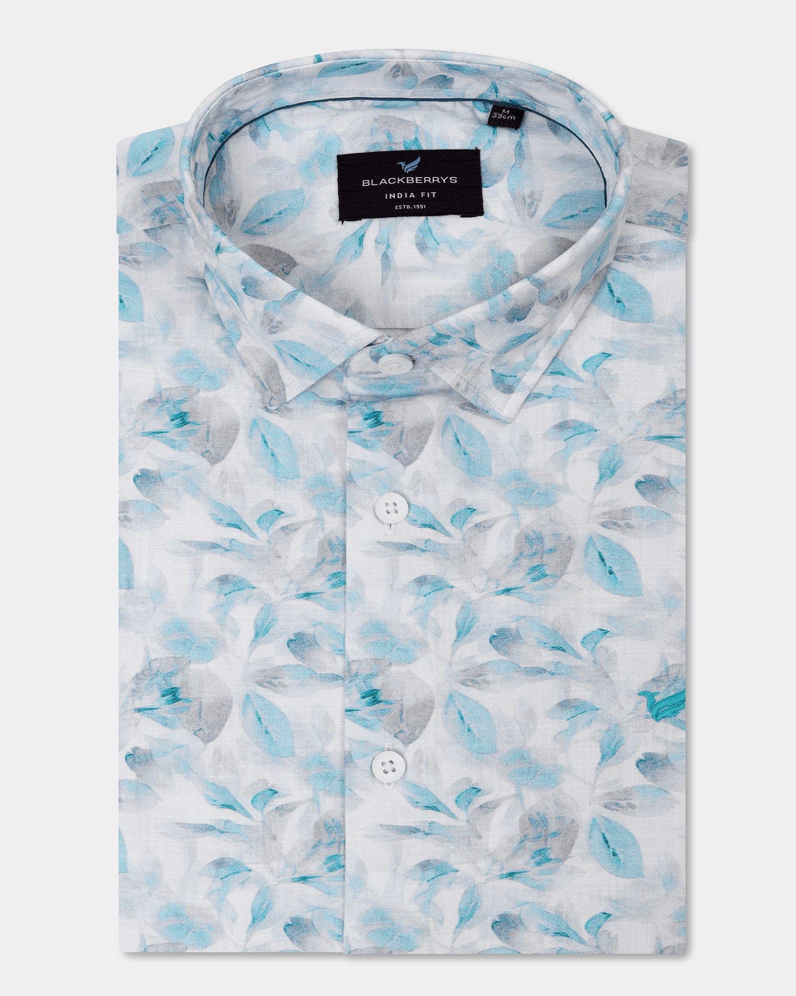 Teal Green Half Sleeve Printed Shirt - Enric