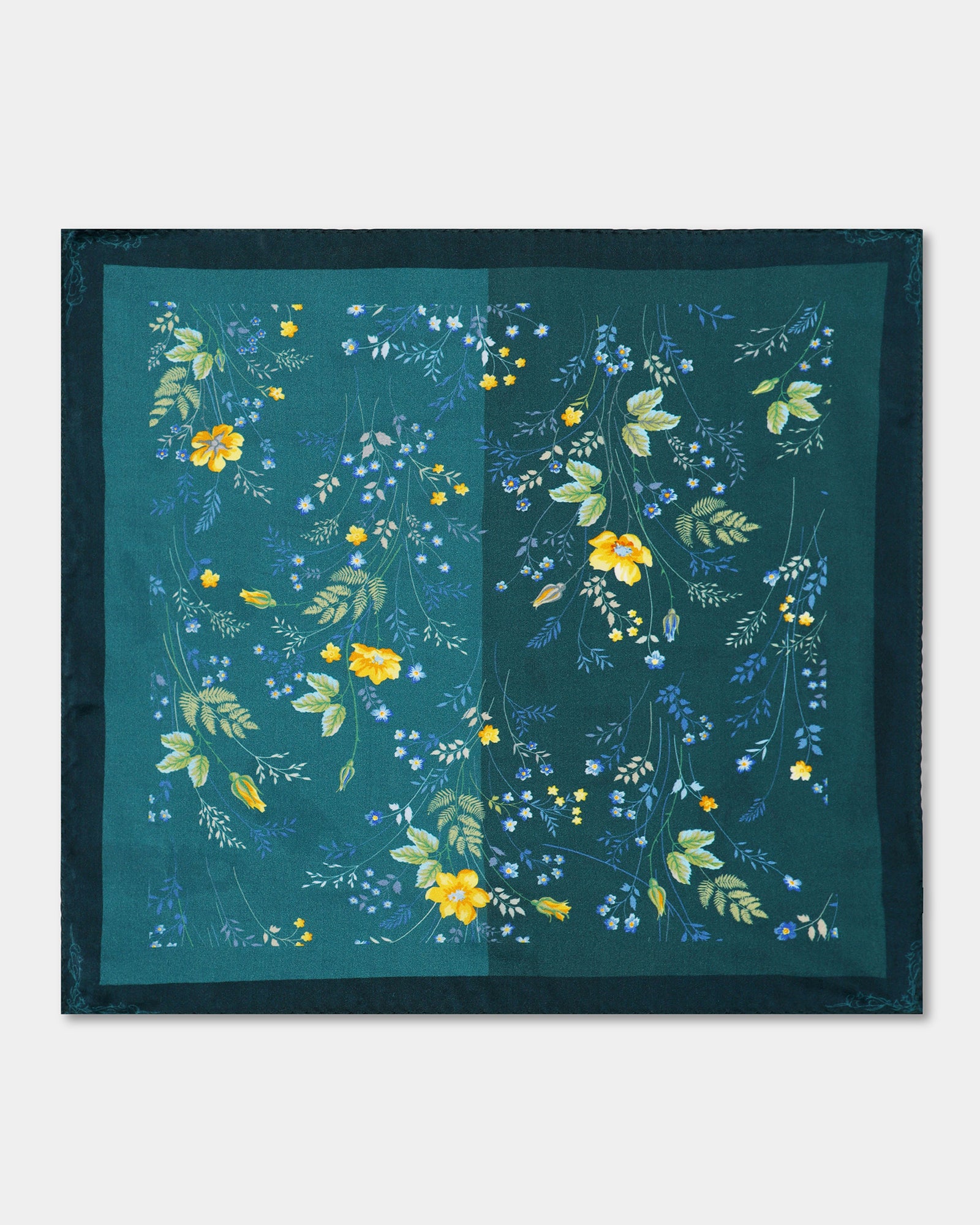 Teal Printed 100% Silk Pocket Square - Wendy