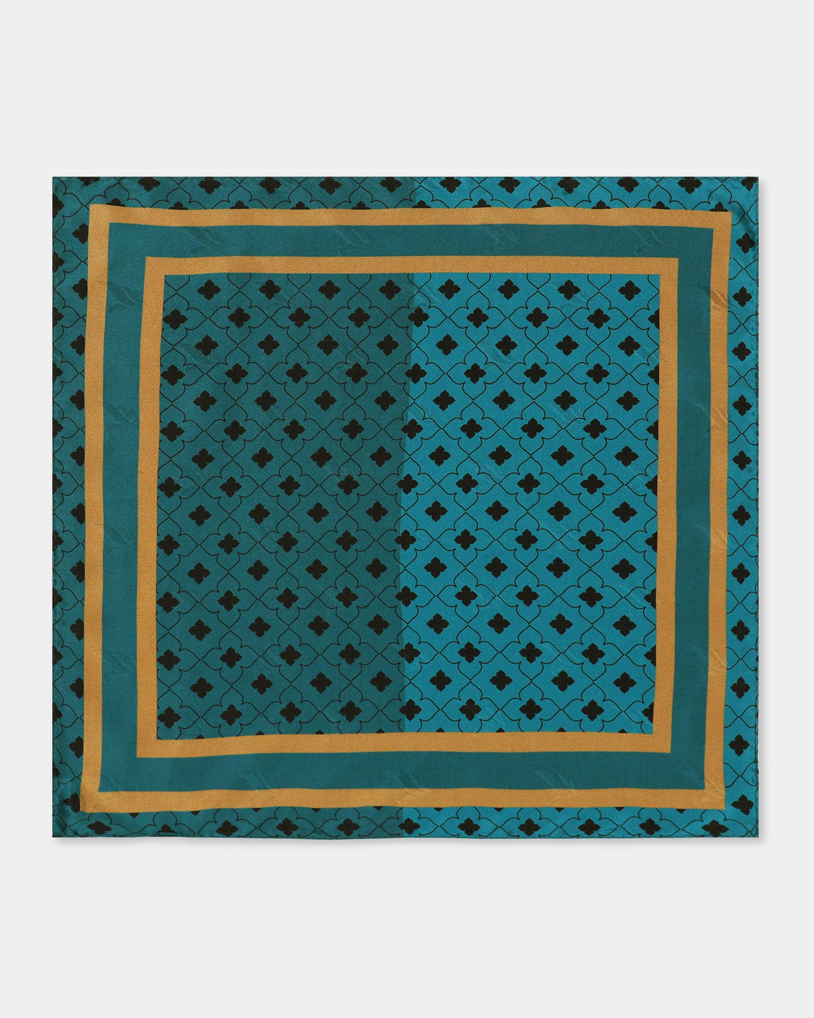 Teal Printed 100% Silk Pocket Square - Wick
