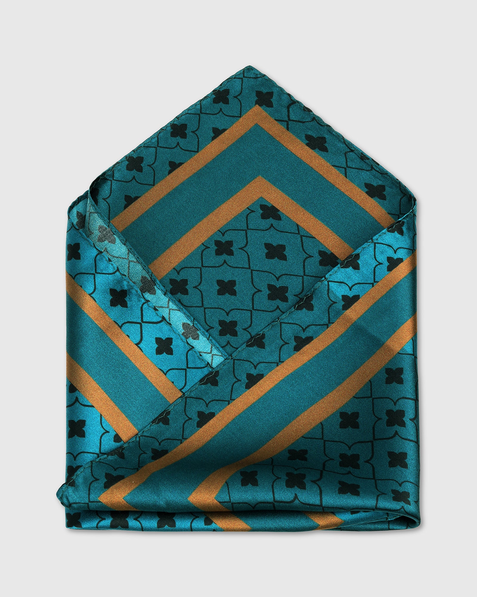 Teal Printed 100% Silk Pocket Square - Wick