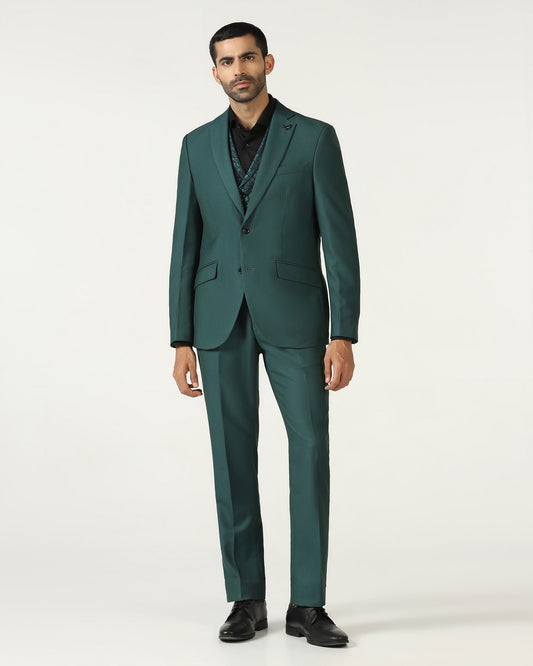 Teal Three Piece Textured Suit - Opto