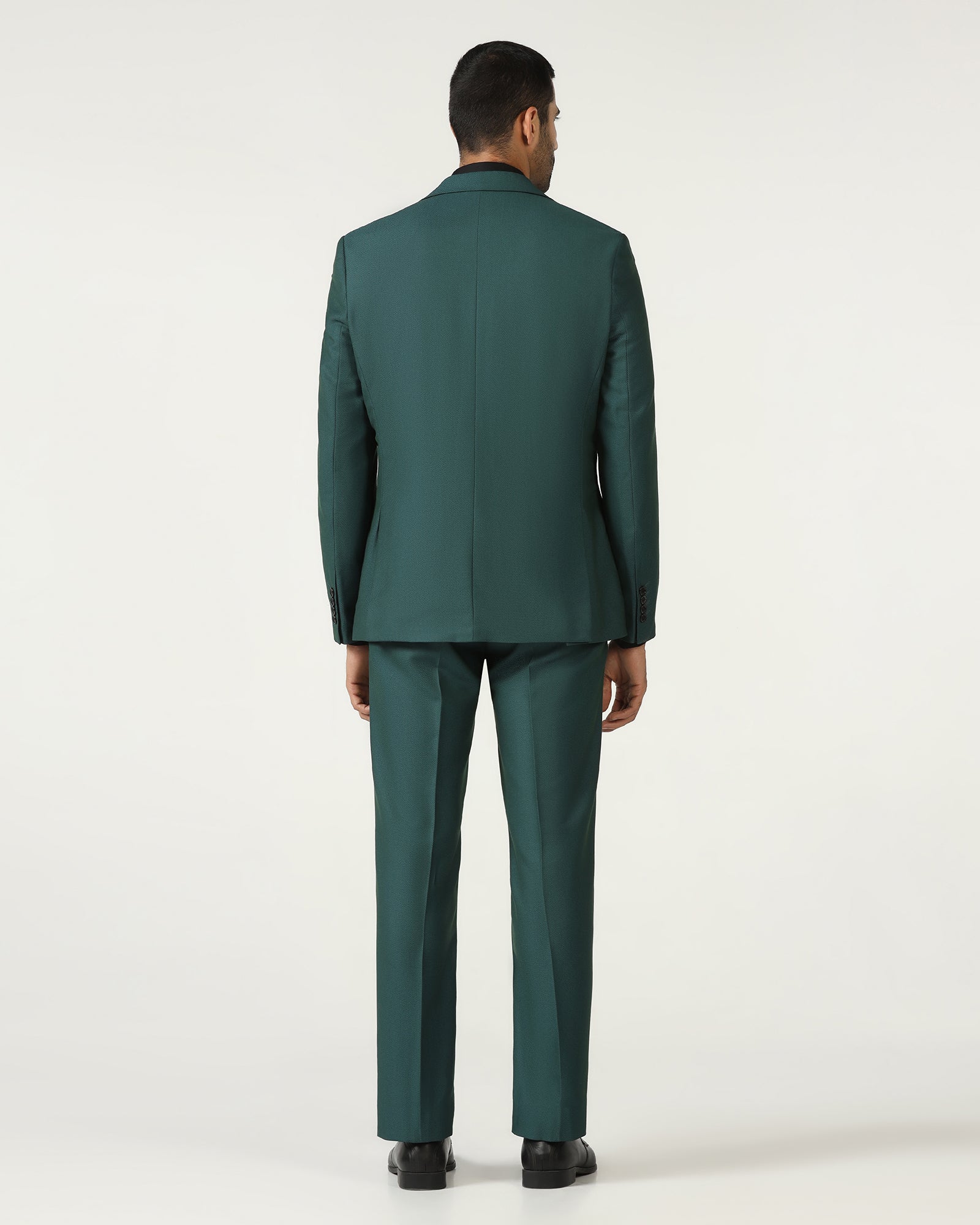 Teal Three Piece Textured Suit - Opto