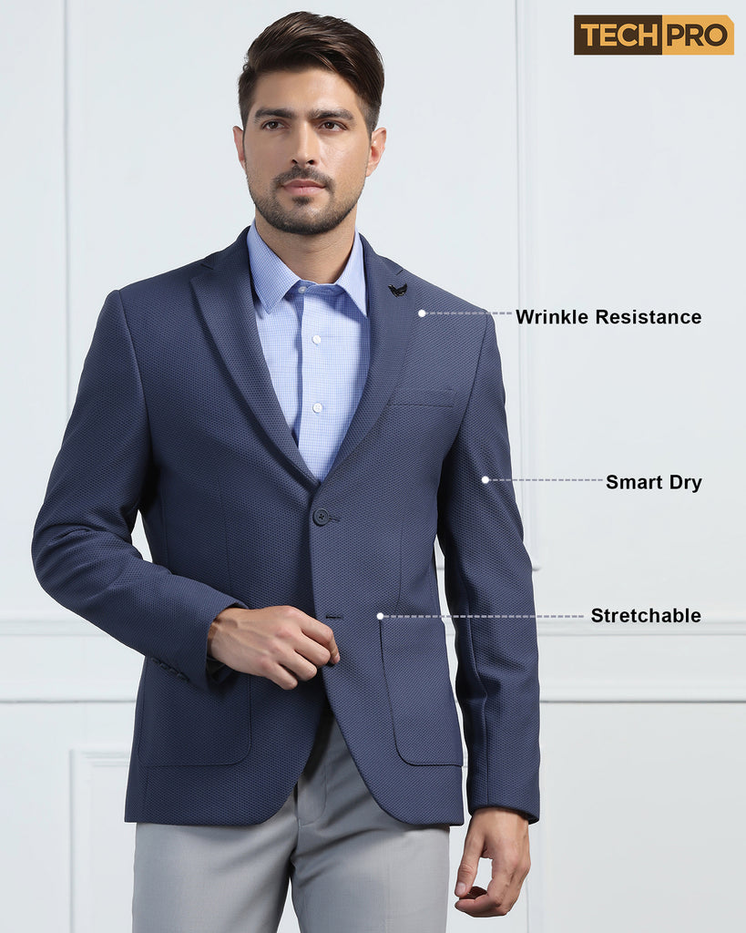 TechPro Formal Blue Textured Blazer - Renault