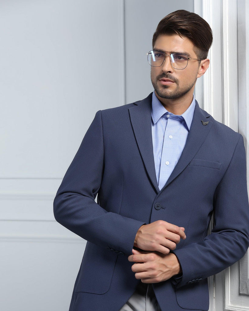 TechPro Formal Blue Textured Blazer - Renault