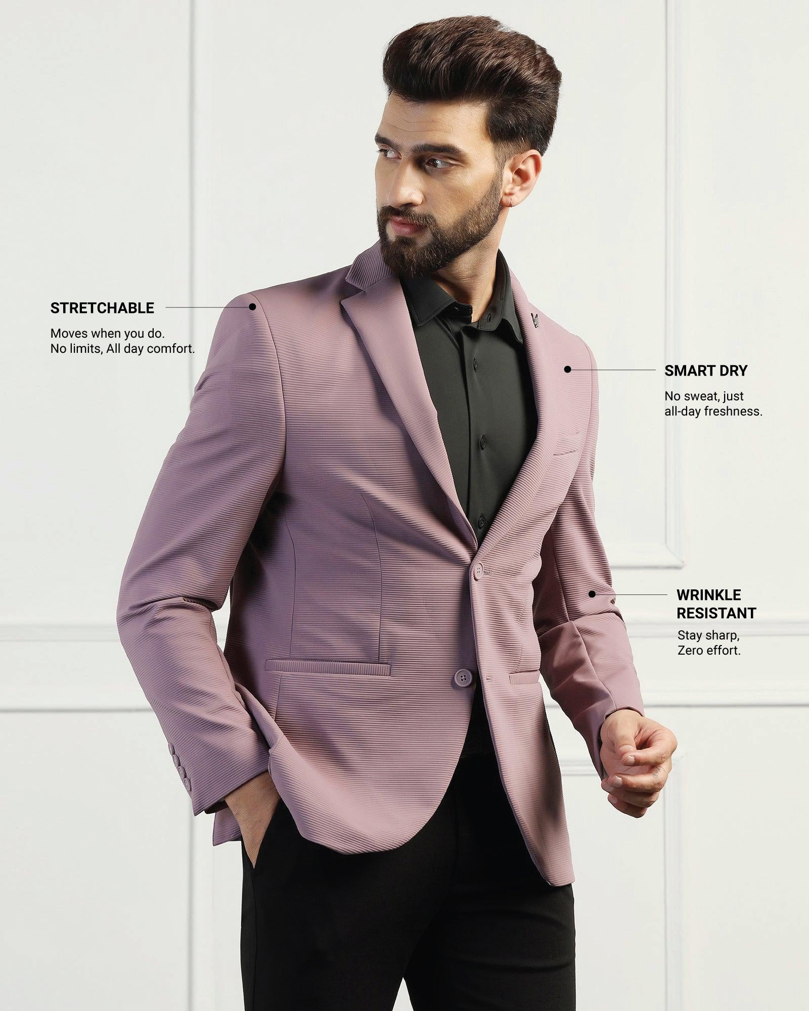 TechPro Formal Dusty Pink Stripe Blazer - Fiesta